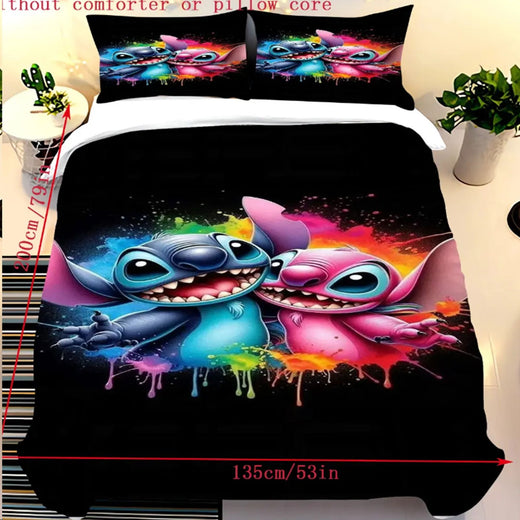 Stitch Duvet Cover Set for Children Cartoon Anime Comforter King Size Bedding Queen and Twin 3D Printed Quilt