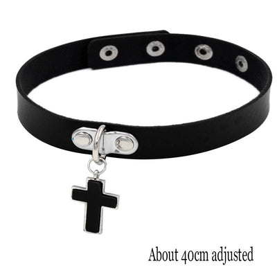 Woman Black Punk Choker Collar Necklace Sexy PU Leather Heart Lock Key Spike Chocker Gothic Cosplay Accessories Party Jewelry