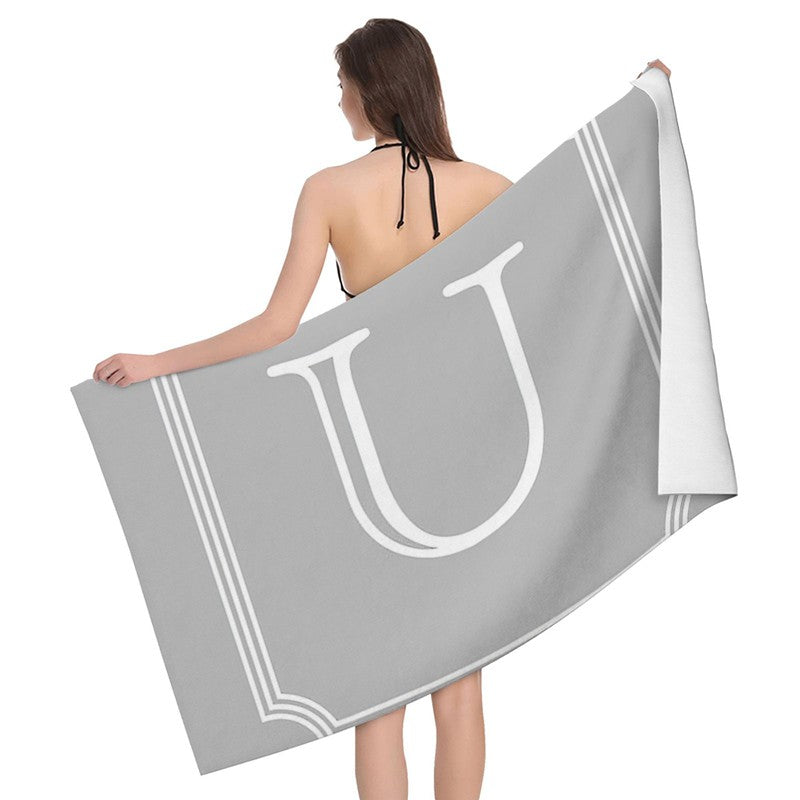 Home bath towels for the body towels bathroom letters and flower quick drying microfiber beach towel man and women large sports