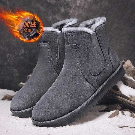 2025 New Men Boots Winter Warm Plush High Tops Leather Casual Shoes Outdoor Fashion Snow Boots
