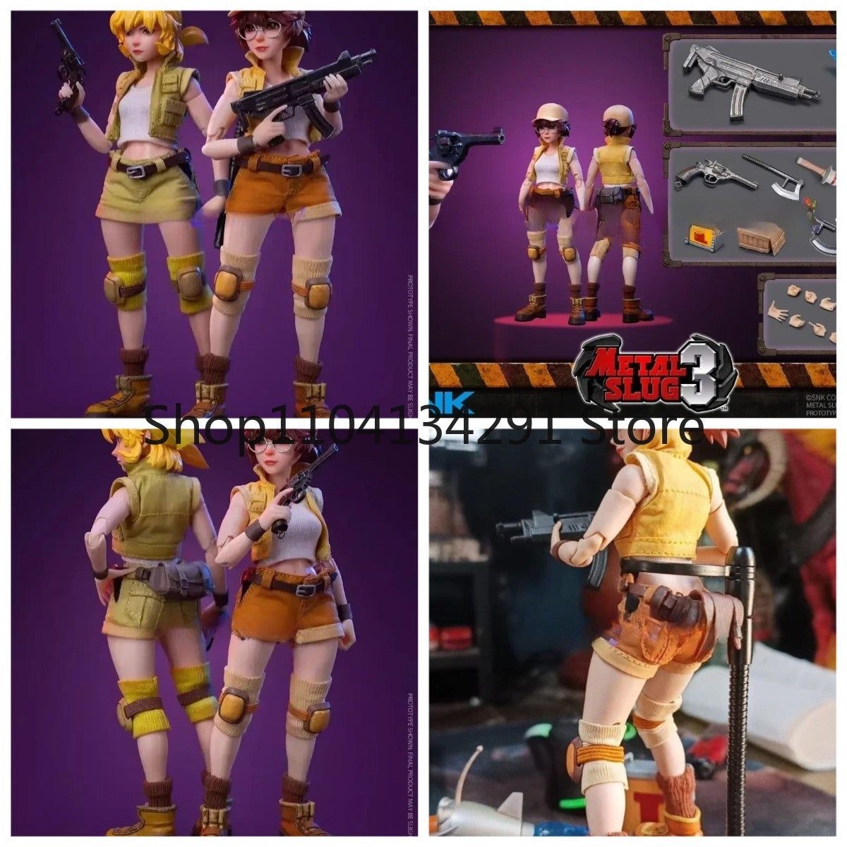 Original SNK Metal Slug Action Figure Toys Fio and Alice Sisters 1/12 Scale Collectible ERI006 ERI007Toy Model Action Figure