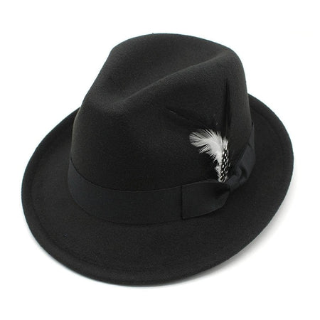Bow-Knot Feather Hat Autumn and Winter Upturned Brim Hat Fashionable Men's and Women's Cashmere Felt Hat, Ethnic Style New Hat