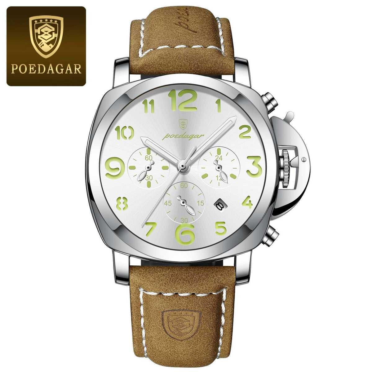 POEDAGAR Luxury Military Watch For Men Waterproof Luminous Leather Man Watch Quartz High Quality Men's Sports Watches Male Reloj