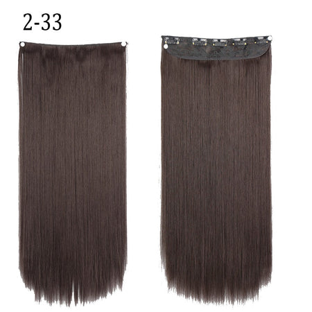 Synthetic Long Straight 5 Clip In Hair Extensions 22’‘ High Resistant Temperature Fiber Black Brown Blonde Hairpiece