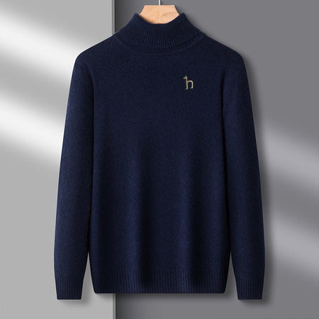 Hot Sales Autumn Winter New Men's Long Sleeve High Neck Pullover Sweater Luxury Quality Print Soft Warm Knitted Fashion Menswear