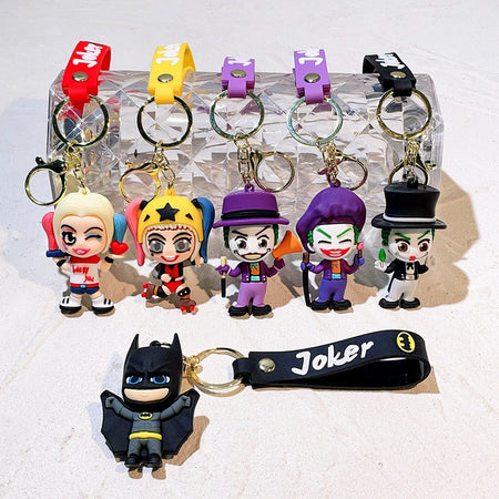 Anime Harley Quinn cartoon Marvel Batman Joker image doll bag keychain cute pendant Wonder Woman car accessories keychain