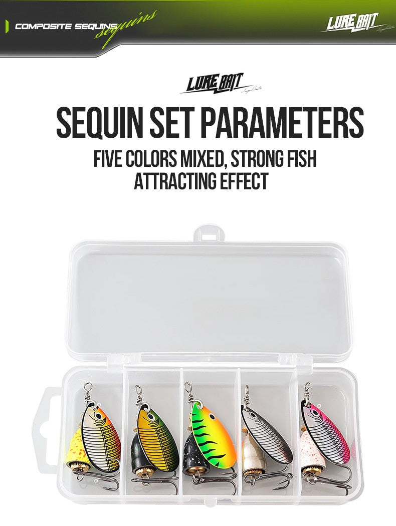 Metal laser rotating composite glitter noise lure bait, fake bait, lure bait, fishing gear swing artificial bait, hard bait