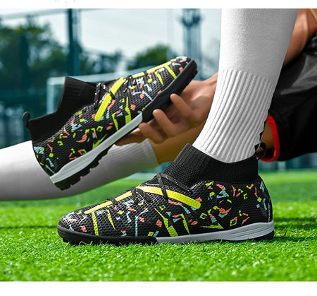 LiXingMing Football Boots Men White Professional High-Tops Soccer Society Cleats Football Shoes Non-Slip Match Training Sneaker