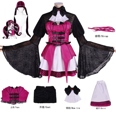Draculaura Cosplay Costumes Anime Monster School Role Play Uniform Halloween Carnival Party Outfit For Women