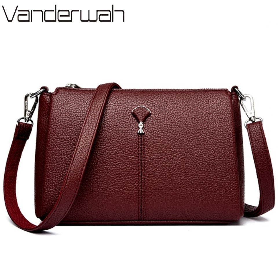 Top Quality Pu Leather Female Crossbody Three Layers Pockrts Bag Elegant Shoulder Bags for Women Casual Purses and Handbags Sac