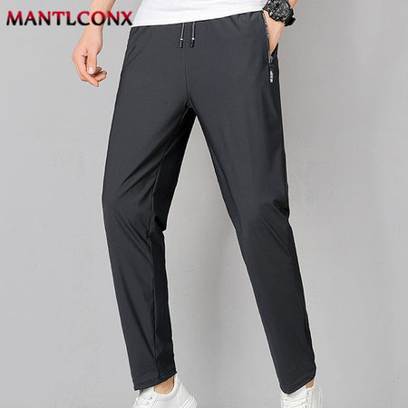 Breathable Men's Casual Pants Quick Dry Straight Elastic Waist Jogger Sweatpants Korean Classic Sport Trousers Plus Size 4XL 5XL