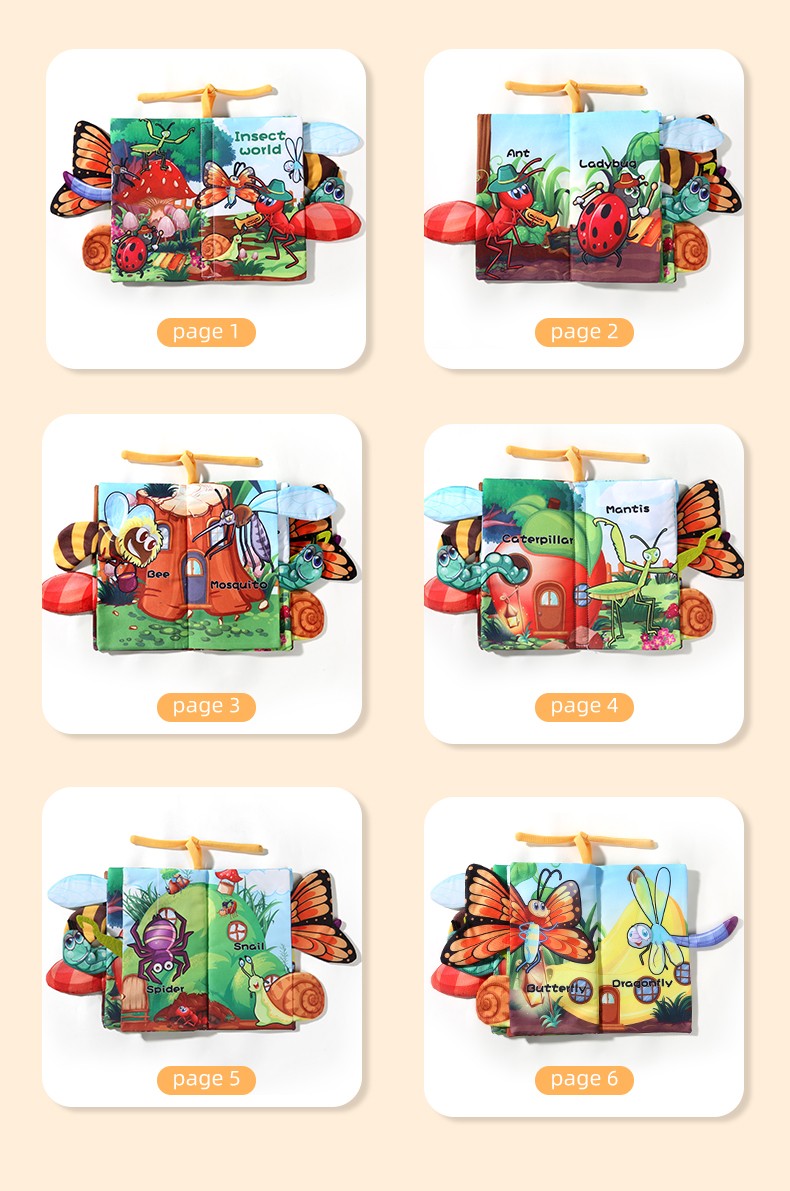 Baby Cloth Book Baby Toys 0-3 Year Old Infant Early Education Toys 6 Pages Cloth Book