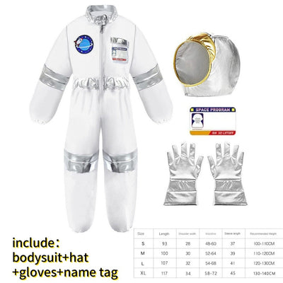 New Astronaut Boys Girls Cosplay Costume for Kids Spaceman Child Halloween Dress Up Children Rocket Jumpsuit Outfit Bodysuits