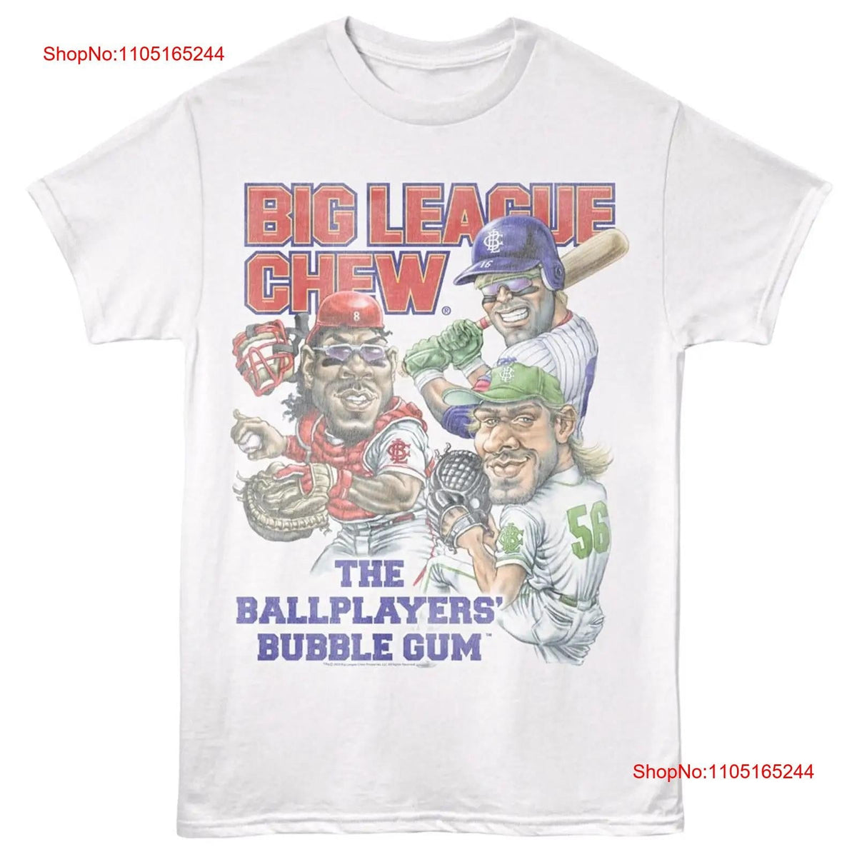 Big League Chew Bubblegum Baseball T Shirt BATTER CATCHER PITCHER White Cotton vintage Washed graphic Unisex streetwear