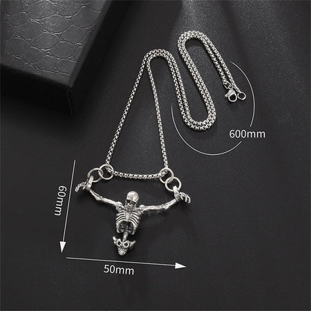 Punk Skull Necklace Captivity Skull Pendant Bicycle Rock Jewelry Gift For Men And Women Zinc No Gems