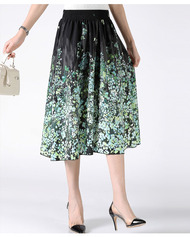 Women's Plus Size Half Skirt 2024 Summer New Bohemian Style Printed Pleated Skirt Fashionable Spring Women's Clothing