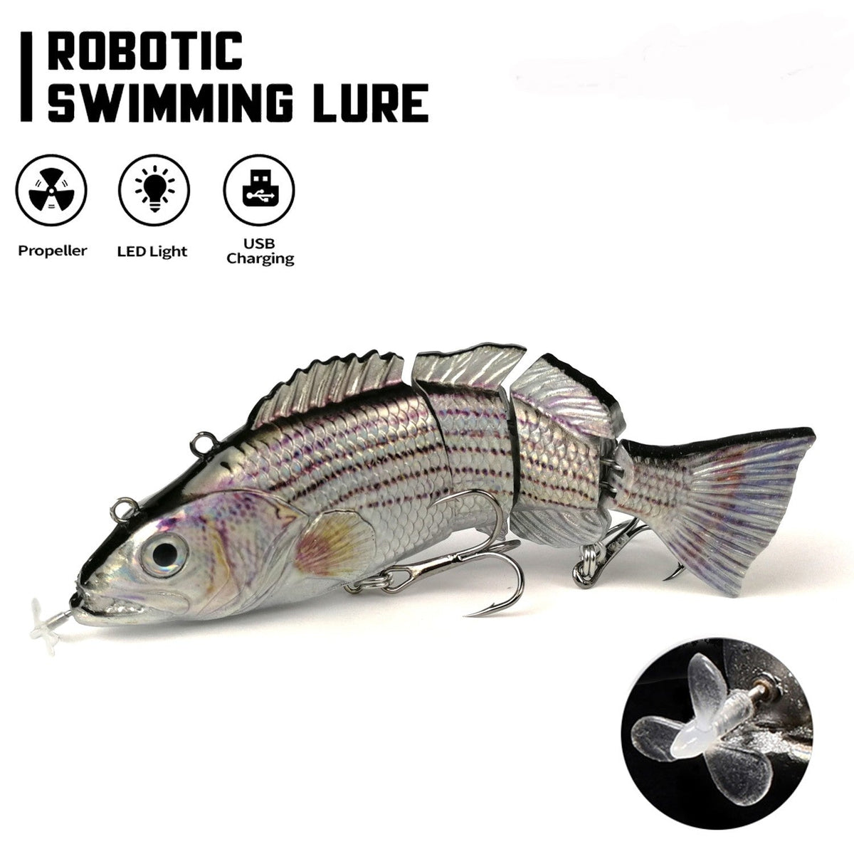 Robotic Swimming Lures 130mm 4 Segements Swimbait 35/54g Fishing Auto Electric Wobblers USB Rechargeable LED Light For Bass Pike