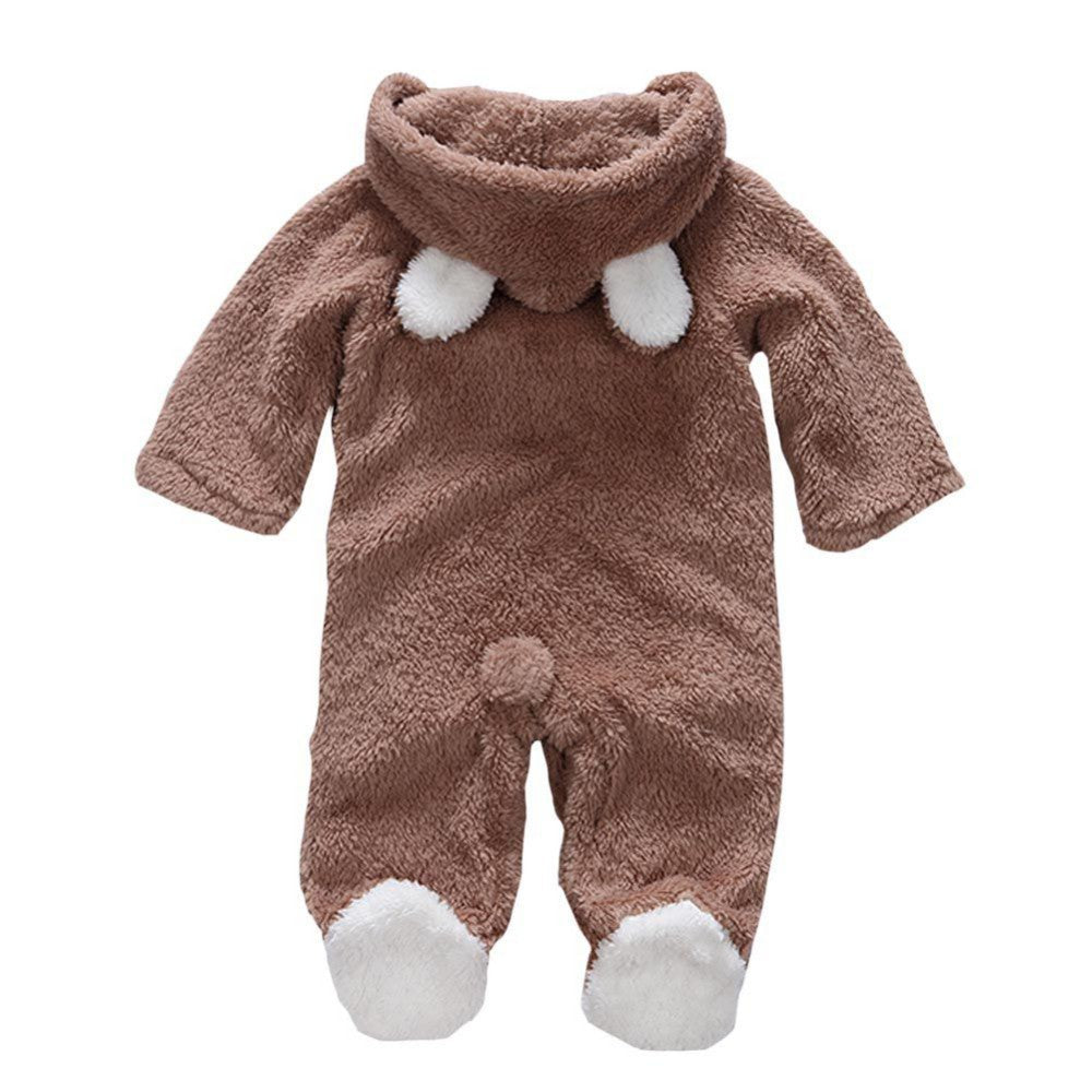 Winter Newborn Baby Plush Bodysuit Jumpsuit Cartoon Hoodies Boy Girl Romper Twins Clothes Korean version 0-12M