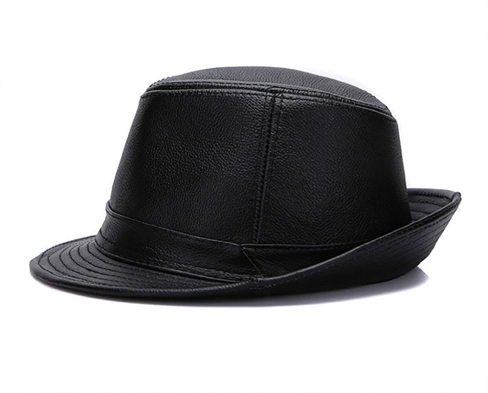 New Style Autumn Winter Warm Cowboy  100% Real Cowhide Leather Hats Men Real Genuine Cowhide Leather Top Hats Men Fashion Caps