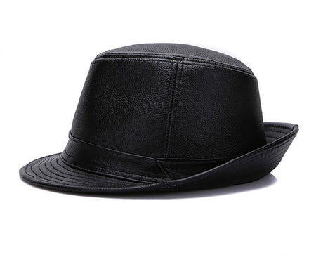 New Style Autumn Winter Warm Cowboy  100% Real Cowhide Leather Hats Men Real Genuine Cowhide Leather Top Hats Men Fashion Caps