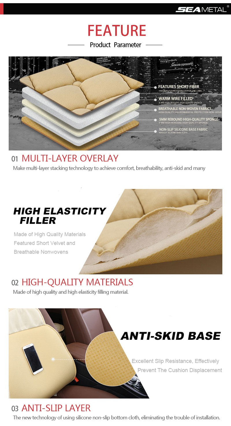 SEAMETAL Plush Car Seat Cover Anti Slip Soft Seat Cushion Auto Chair Protector Pad Universal for Sedan Suv Pick-up Truck