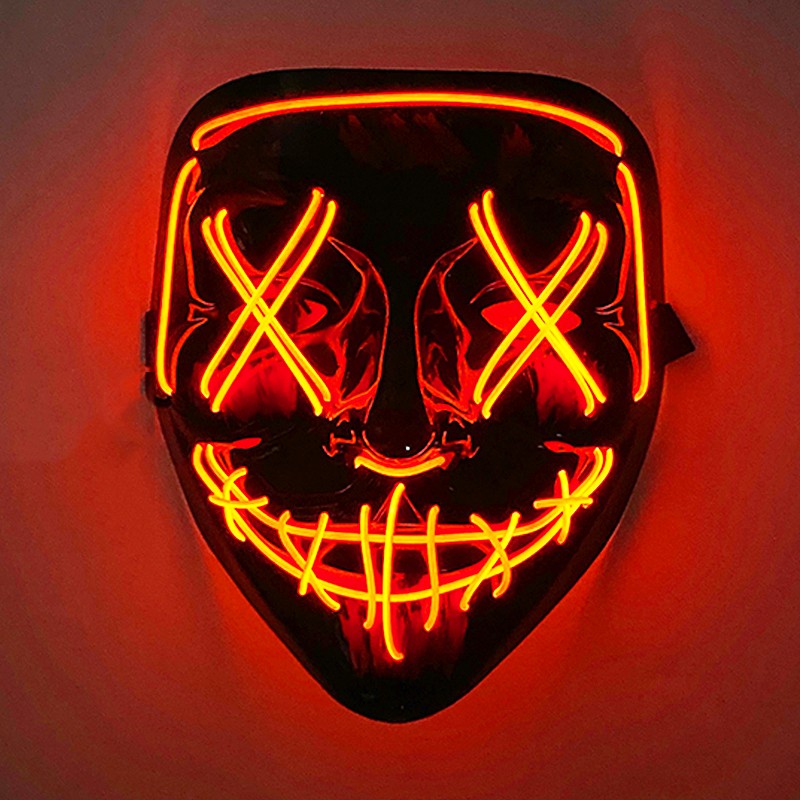 Scary Wireless Glowing LED Mask Halloween Party Supplies Neon Purge Mask Cosplay Luminous Face Masks Carnival Festival Props