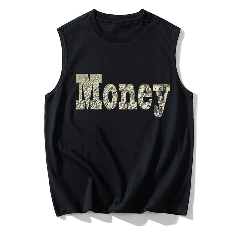 Men's Plus Size Vest Shirt 110-200KG Gym Workout Tummy Control Compression Tank Top Black Print Sleeveless Tee Fat Male Clothing