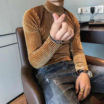 Men's High Street Simplicity Slim Tops Tees Spring Autumn New Long Sleeve All-match Korean T Shirts Vintage Fashion Men Clothing