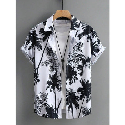 Hawaiian Shirt Man Print Casual Thin Beach Slim Fashion Shirt High Quality Luxury Black Social Vintage Funny Oversized Clothes