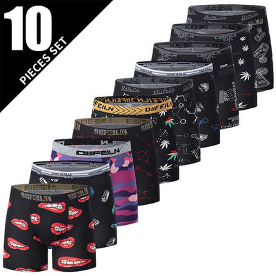 5/7/10 Pcs Men's Long Sports Parent-child Underwear Teenagers To Adults Multi-size Mix And Match Boyshort Elastic Waist Shorts