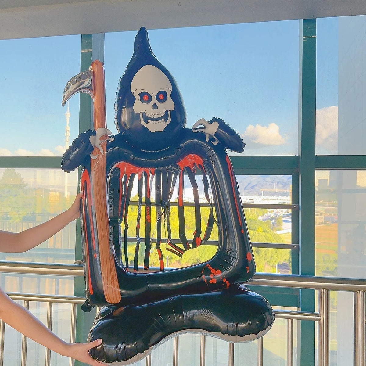 Halloween Party Giant Foil Balloons Inflatable Toys Decor Pumpkin Soldier Witch Ghost Skeleton Reaper Aluminum Standing Balloon