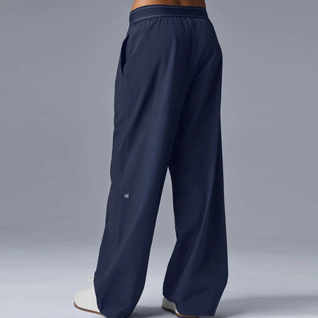 for aIo New Women's Sports Yoga Pants Wide Leg Quick Dry Elastic Waist Straight Trousers Fitness Casual Solid Black Summer Wear