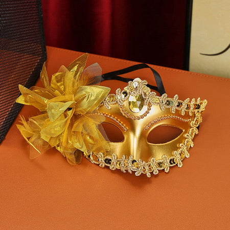 Luxury Flower Rhinestone Masquerade Mask, Elegant Venetian Half Face Mask for Women Halloween Party, Wedding and Themed Events