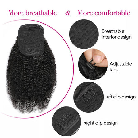 8-26 Inch Afro Kinky Curly Drawstring Ponytail Human Hair Extensions 3C 4A Brazilian Remy 100% Human Hair Ponytail For Women