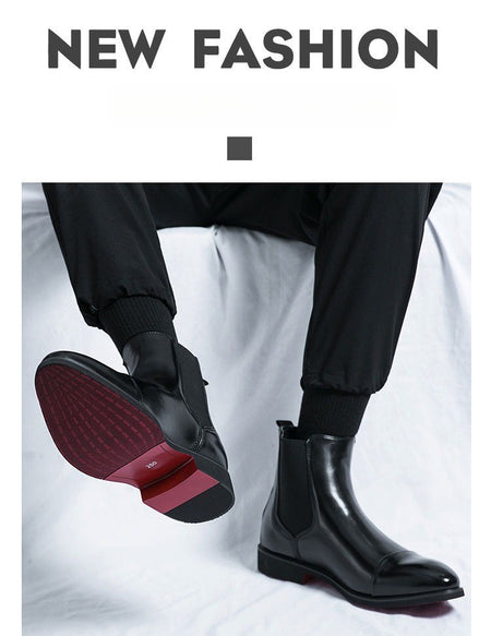 Chelsea Men's Boots with Red Sole, Ankle, Business Round Toe Slip on Sleeve Aura, Men's Boots Size 38-46 Men's Shoes Men's Boots