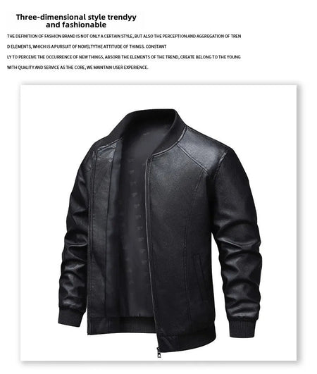 Men's Slim Fit Leather Jacket 2025 New Style Versatile Cool Fashionable PU Leather Coat Casual Streetwear