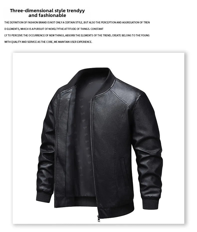 Men's Slim Fit Leather Jacket 2025 New Style Versatile Cool Fashionable PU Leather Coat Casual Streetwear