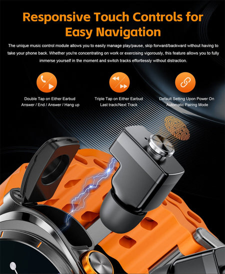 Bluetooth Call IP68 Waterproof 2025 New Upgraded 2-in-1 TWS Bluetooth Earphones Smart Watch For Men and Women Sports Smartwatch
