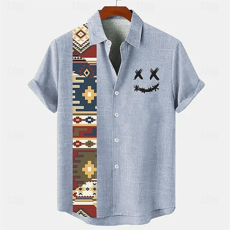 Men's Summer Hawaiian Casual Fashion Social Beach Style Short Sleeved Printed Loose Retro Vacation Shirt Camisas Estampadas