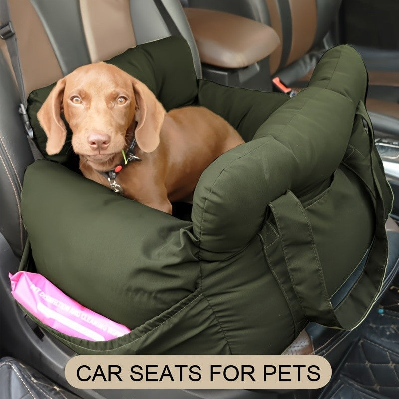 Dog Car Seat with Safety Belt - Non-Slip Pet Car Bed for Small Dogs, Washable Travel Carrier with Secure Straps for Safe Car
