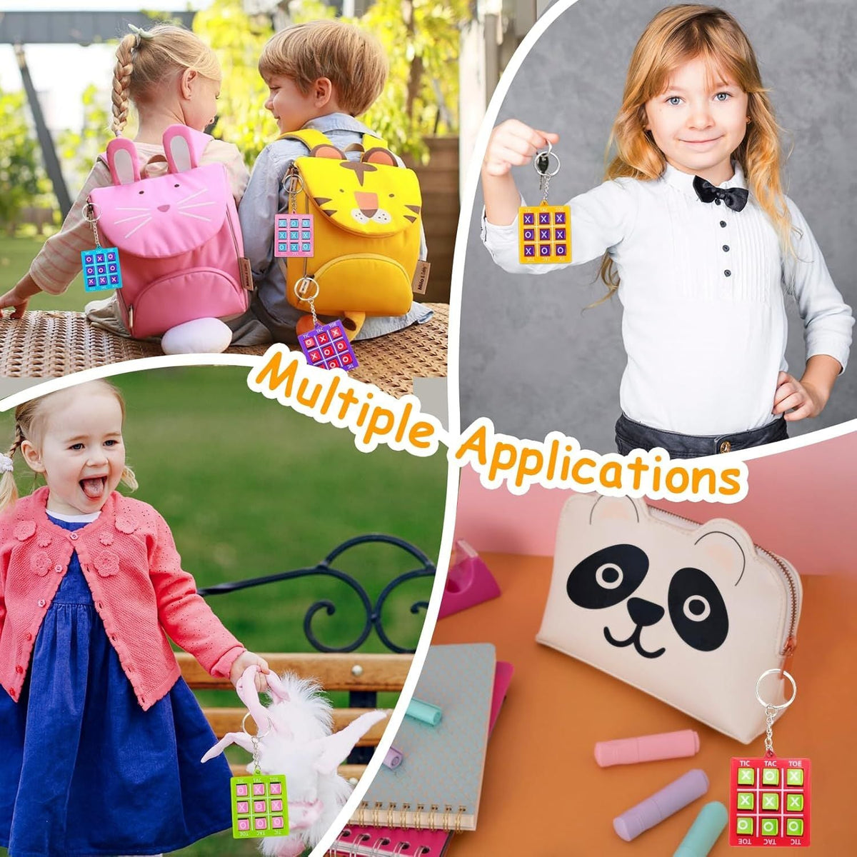 1/8pcs Tic Tac Toe Game Kids Educational Toy with Keychain Birthday Party Gift Goodie Stuffers Bag Pinata Filler Classroom Prize