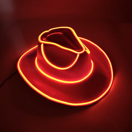Wireless LED Western Cowboy Hat Light Up Cowboy Hat Disco Bride Pink Cowgirl Hat Concert NightClub Wedding Costumes Accessories