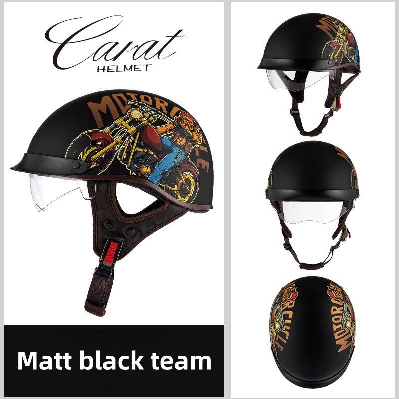 Motorcycle Half Helmet High-quality Retro Carat Multi-Purpose Headgear Classic Design Stylish Safe Comfortable Original Decals