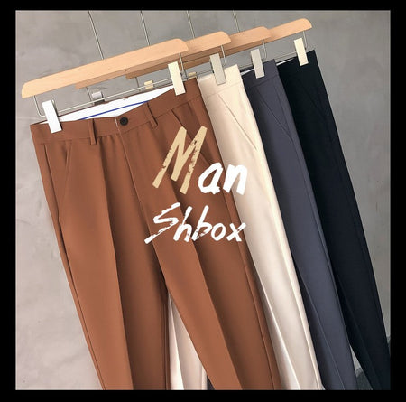 Slim Fit Trousers for Men Tressed Man Suits Pants Cheap Summer 2025 New in Dress Work Wear Elegant Suit Pants Clothes Z107
