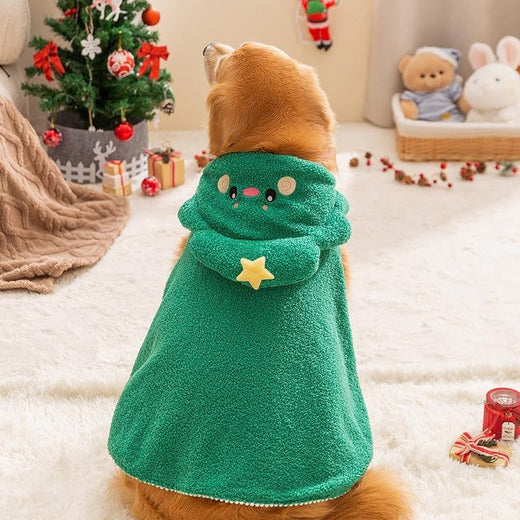 Winte Dog Christmas Clothes Cartoon Dress-up Medium and Large Dog Golden Retriever Big Dog Two-legged Cape Transformation Dress
