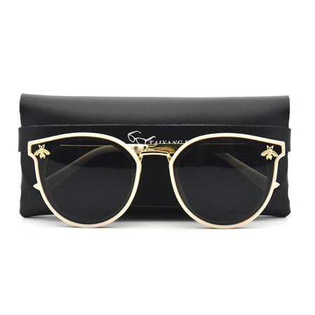 Trendy Luxury Bee Round Sunglasses For Women Men Fashion Mirror Gradient Vintage Sun Glasses Retro Driving Eyewear UV400 Oculos