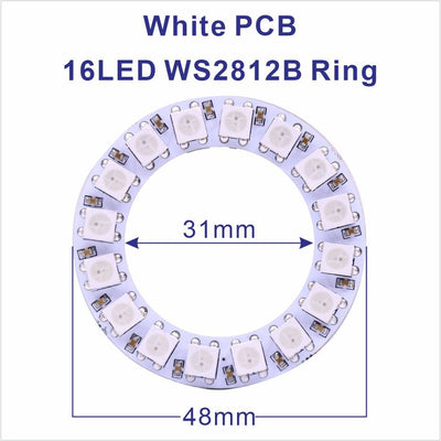 DC5V WS2812B Pixel Ring LED Panel Light Individual 8/16/24/35/45/128 LED Addressable WS2812 IC 5050 RGB LED Ring Module