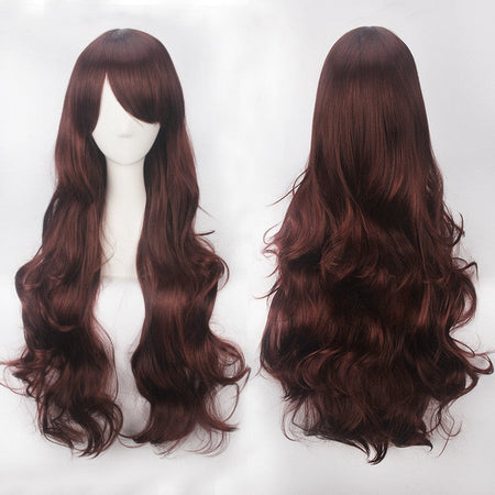 European and American style cos color anime wig, with foreign trade buckle net, universal, 80CM long, curly Synthetic fiber wig