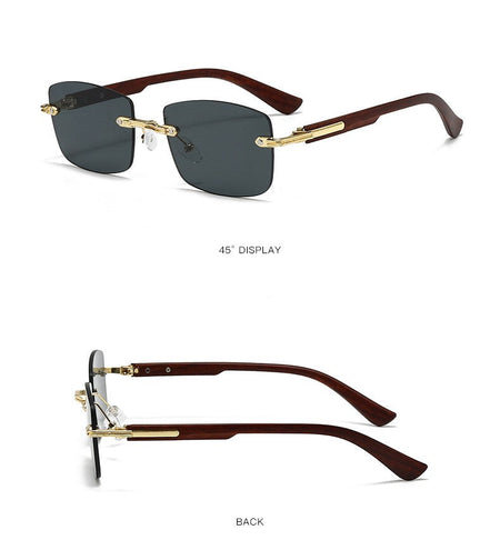 Vintage Frameless Sunglasses for Women Men Rectangle Sun Glasses Female Oval Eyewear Oculos De Sol for Male Female Eyeglasses