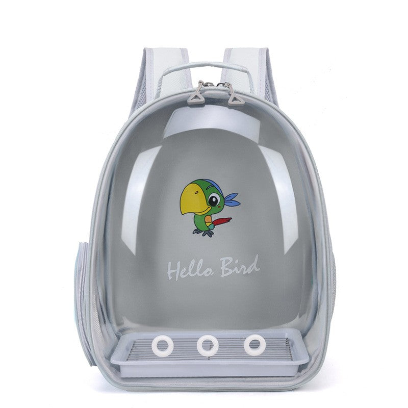 Portable Bird Carrier Bird Backpack with Perch Rope and Tray for Parrot Parakeet Macaw Cockatiel Acrylic Pet Cage Birds Bag